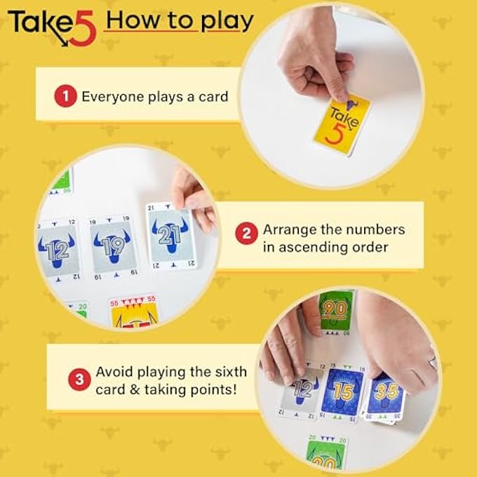 rayihni GAMES TAKE 5 & TAKE A NUMBER  TWO COMPLETE GAMES IN ONE  TAKE 5 IS THE CLASSIC 6 NIMMT! & TAKE A NUMBER IS ALSO KNOWN AS X NIMMT!  CLASSIC CARD GAMES FOR KIDS & ADULTS AGES 8 & OLDER - Image 3